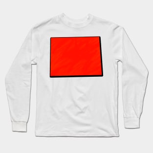 Bright Red Wyoming Outline Long Sleeve T-Shirt